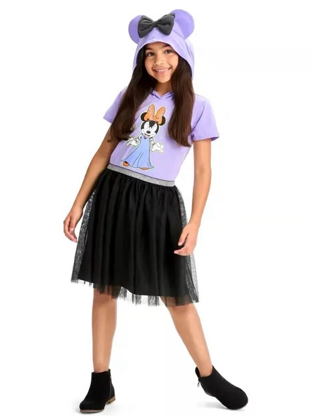 Disney Minnie Mouse Halloween Hooded Tulle Tutu Dress size XS 4-5